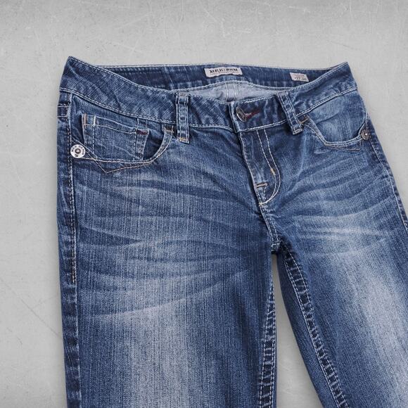 MEK Jeans Men 27x34 Md Blue Moscow Cigarette Straight Leg Embossed Pockets Retro - Picture 3 of 11